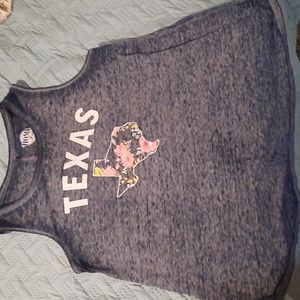 Home free Texas tank top with floral, size M, blue Heather in color